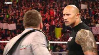 WWE Raw 3/28/11 -The Rock, John Cena and Miz Showdown *HD*