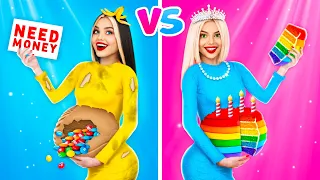 Rich Pregnant VS Broke Pregnant Challenge | Crazy Stories Good vs Bad Girl by RATATA BRILLIANT