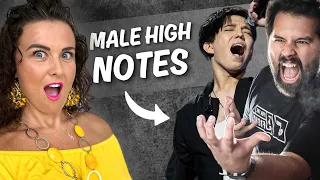 Vocal Coach Reacts to MALE Singers Hitting FEMALE Notes!!!