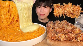 SUB)Korean cheese buldak fire noodles & takoyaki mukbang asmr