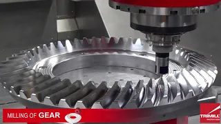 Milling of a gear on a 6-axis TRIMILL VU 3021, programmed with NCG CAM software.