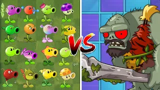 Every Pea Plants 3 Power Up Vs Jurassic Gargantuar Zombie - Who Will Win - PvZ 2 Challenge