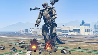 GTA - 5 Mechagodzilla Attack Army | Godzilla