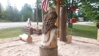 Chainsaw Carving An Eagle With Husqvarna Chainsaws!!