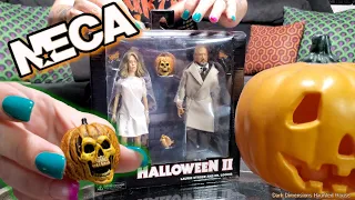NECA Halloween 2 Action Figures Set Laurie Strode & Dr. Loomis Unboxing and Review Horror Toy Video