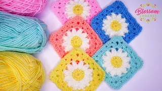 🌼 Springtime Granny Square - How to Crochet a Daisy Granny Square! Step by Step Tutorial