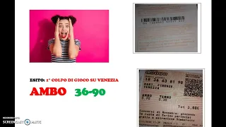 ANCORA UNA VINCITA DI AMBO SECCO AL 1° COLPO DI GIOCO 36-90 SU