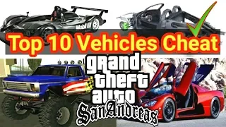 Top 10 Secret Cheats of Vehicles in GTA San Andreas || GTA San All Secret Cars Cheats