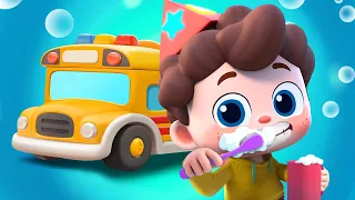 Brush Your Teeth - Wheels on the Bus | Good Habits | Nursery Rhymes & Kids Songs | BabyBus