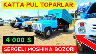 SERGELI MOSHINA BOZORI KATTA PUL TOPARLAR NARXLARI 2021 // ZIL 130 , GAZ 53 NARXLARI 🇺🇿