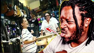 FIRST TIME WATCHING "WHITE KID SINGS THE BLUES IN GUITAR SHOP LIKE NOBODY'S BUSINESS!" REACTION