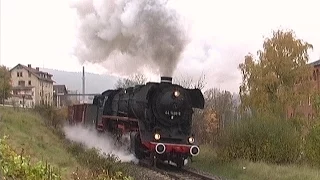 Schwere Holzzüge mit Dampflok 44 1486 beim Werratal Finale 2007