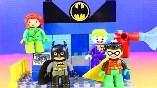 Just4fun290 Builds Batman Batcave With Blocks | The Joker | Poison Ivy | Superhero Adventure