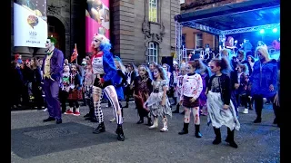 Thriller dance Flash mob during the City of Perth Halloween Fun Night, Perthshire, Scotland - 4K