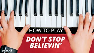 Learn to play: Don't Stop Believin' by Journey (beginner piano lesson with sheet music)