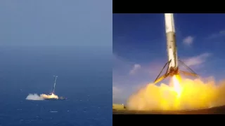 SpaceX CRS 6 First Stage Landing - side by side