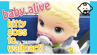 😜 Baby Alive goes grocery shopping in the cart at Walmart! Wants some baby food! Isla's Toy World