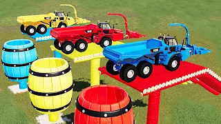 Dump Truck of Colors! Making Wood Chips from Colored Poplar! w/ Big Trucks! FS19