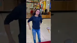 Girl at Istanbul dondurma turkish Icecream packages mall lahore Pakistan