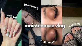 $500 MAINTENANCE VLOG | boho braids, new nails, volume lashes, french tips & more