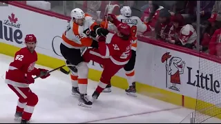 James van Riemsdyk hits back Moritz Seider