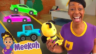 Meekah Races Rainbow Color Toy Cars | Blippi - Learn Colors and Science