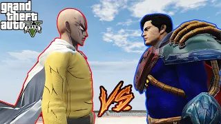 GTA 5 -Saitama (One Punch Man) vs Superboy Prime SUPERHERO BATTLE