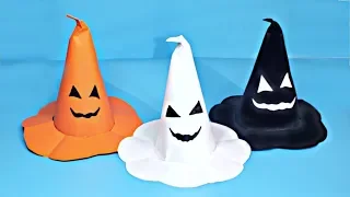 🎃👻 How To Make Scary Paper Witch Hat with Ghost Face //  Handmade Decor Idea For Halloween