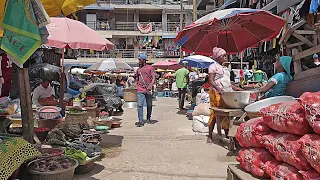 OPEN FOOD MARKET IN AFRICA, GHANA ACCRA