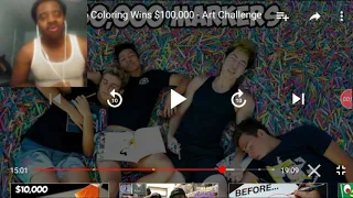 Last To Stop Coloring Wins $100k - Art - Challenge Reaction!!! (Part 2)