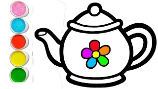 Drawing and Colouring Teapot | Basic Painting Tips for kids and Toddlers
