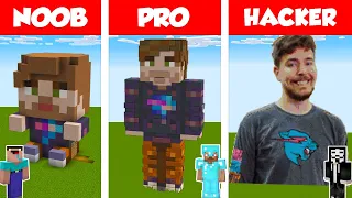 Minecraft NOOB vs PRO vs HACKER: MrBEAST STATUE HOUSE BUILD CHALLENGE in Minecraft / Animation