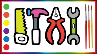 Tools Drawing, Painting, Coloring for Kids & Toddlers | How to Draw tools, Paint Basics # 10