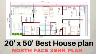 20'x50' North face 2bhk House Plan Explain in Hindi