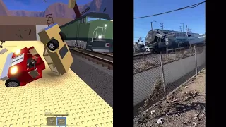 ROBLOX Crash Town vs Real Life Train Crashes - Gameplay with Trains Crashing #8