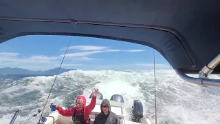 Grady White 268 Fishing Brooks Bay During A Gail Warning. Rough Seas, Big Waves at 3:40 & 5:40.