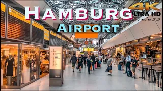 [4K HDR] Hamburg Int. Airport Night Walking Tour. Hamburg city. Germany 🇩🇪 2021