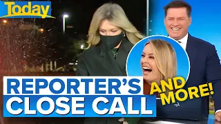 Reporter flees as water sprinkler turns on | Today Show Australia