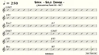 Spain Solo Change Backing Track For Piano & Guitar (Accelerating Tempo 200-300)