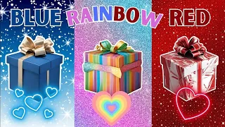 Choose your gift 😳😍🤮 3 gift box challenge 😜 || Blue, rainbow and red #chooseyourgift