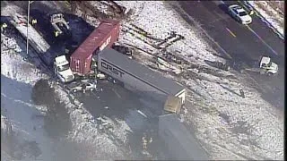 RAW VIDEO: Chopper 9 surveys damage of 40-car pile-up on I-74