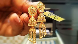Fancy gold jhumki designs between 8gm to 13gm with weight tag & rate description/सोने की झुमकी