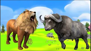 Lion Vs Buffalo Animal Fights Lion attack Buffalo Animal Epic Battle Cartoon Animal Revolt New Video