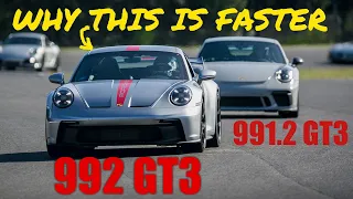 Why newer cars are faster - 992 GT3 vs 991.2 GT3 on track