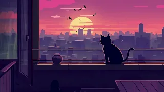 Chill Lofi Cat 🐾 Sunset Lofi Beats for a Relaxing Time with Cozy Kittens [ relax, chill, sleep ]