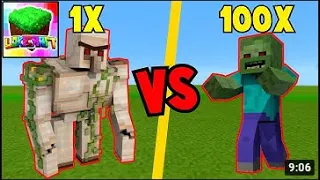 1 irongolem vs 100 zombies