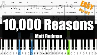 🎹Matt Redman- 10,000 Reasons (Bless the Lord)(Key of C) Sheet + Lyrics + Chords Piano Easy Tutorial🎹