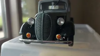 38 ford p/u w trailer and motorcycle.