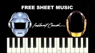 piano tutorial "INSTANT CRUSH" by Daft Punk & Julian Casablancas, 2013, with free sheet music (pdf)