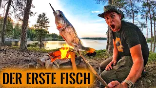 Survival Mattin fängt seinen ersten FISCH | SCHWEDEN Camp-Tour | Kanu Ausflug Behind The Scenes